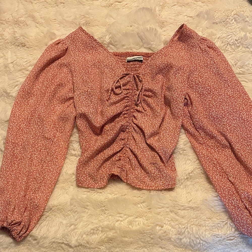 Abercrombie Ruched Orange Floral Top
